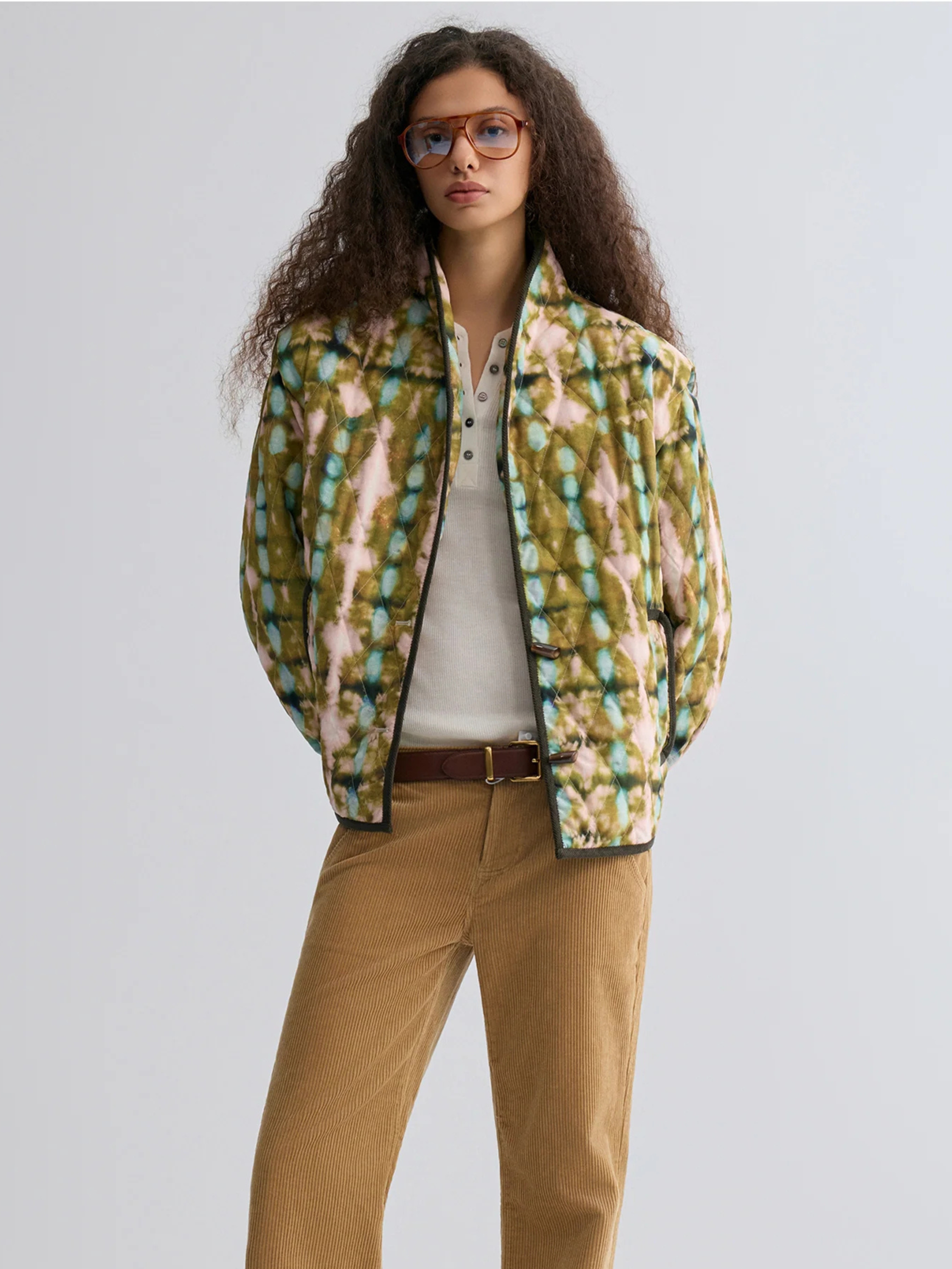 Tie-Dye Bohemie Printed Quilted Jacket Mountain Green