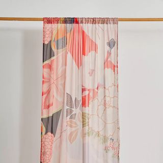 orange and pink floral curtains