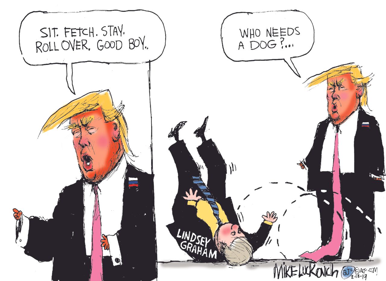 Political Cartoon U.S.&amp;amp;nbsp;Trump Lindsey Graham loyal Republican