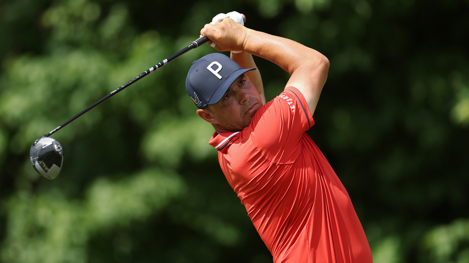 Gary Woodland hits a driver off the tee