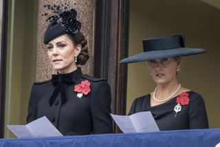 Catherine, Princess of Wales and Sophie, Duchess of Edinburgh at The Cenotaph on November 10, 2024 in London, England.