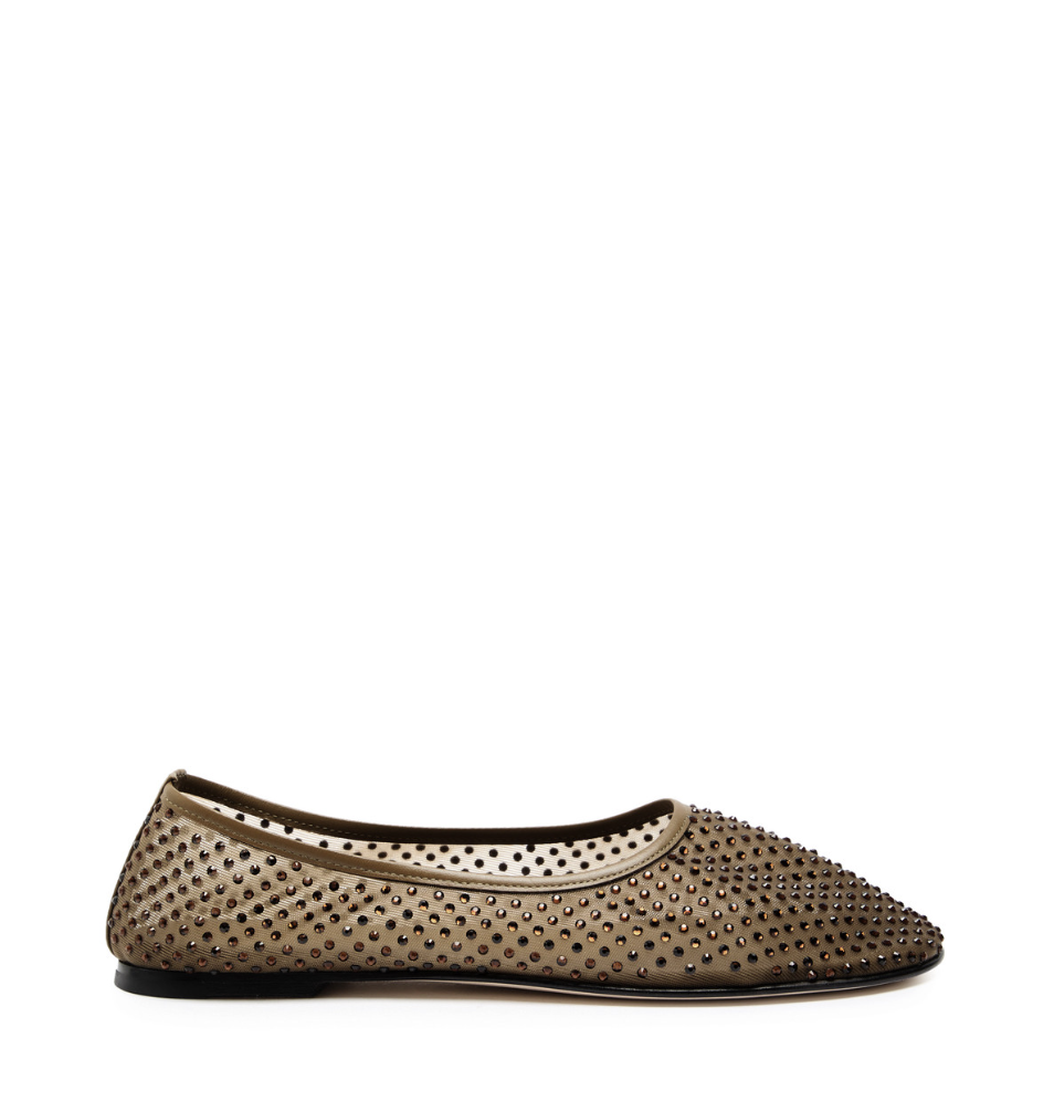 Dear Frances, Balla Crystal-Embellished Mesh Ballet Flats