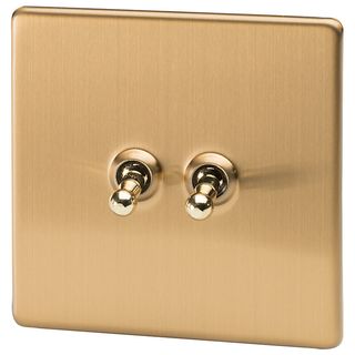 Varilight 2 Gang 2-way Toggle Switch in Brushed Brass