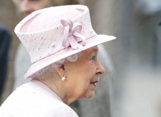 The Queen's side profile visiting Holyport College on November 28, 2014 in Holyport, England