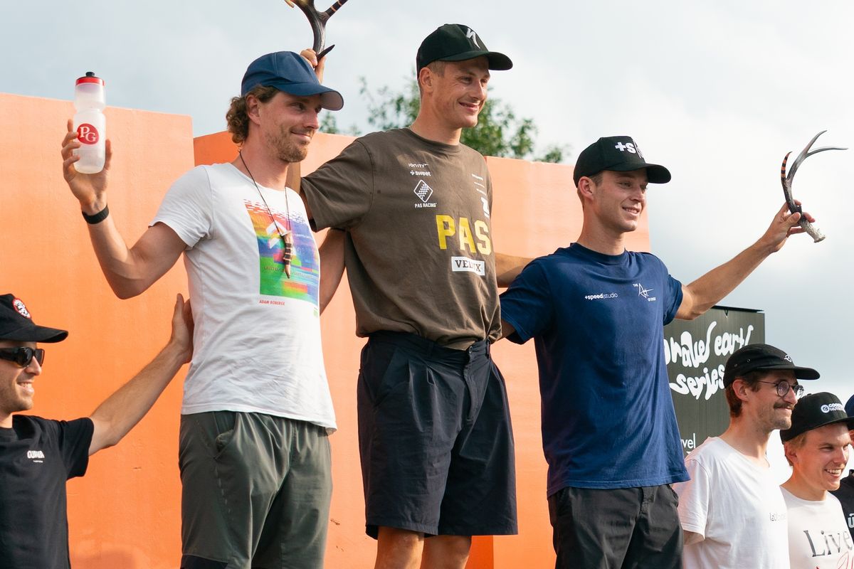 Elite Men's podium at 2026 CORE 4, part of the Gravel Earth Series