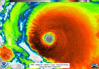 hurricane dorian weather satellite infrared reveals it as a category 5 storm on sept. 1