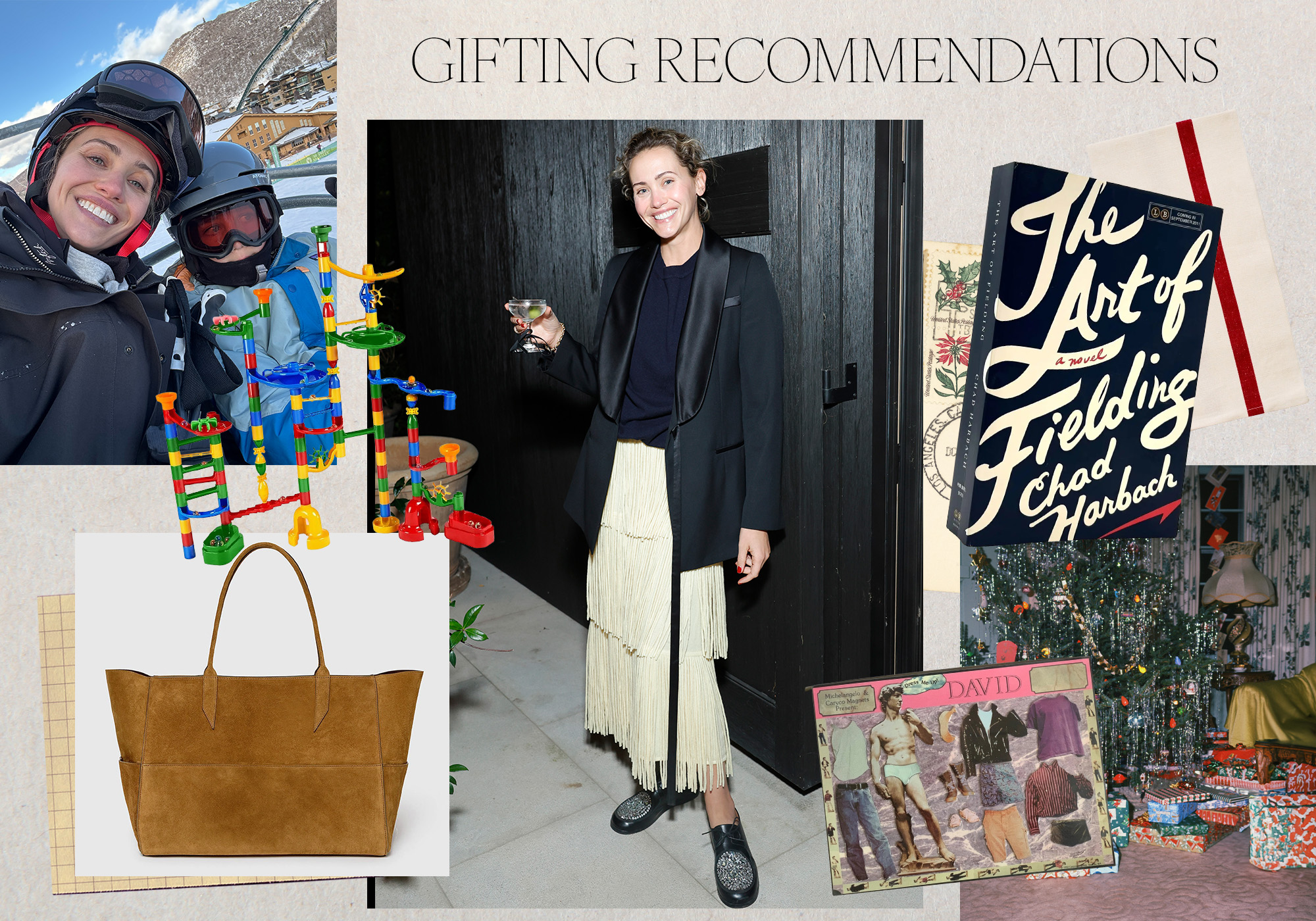 collage of holiday gift ideas and photos from writer and EARL IRL. store owner Laurel Pantin