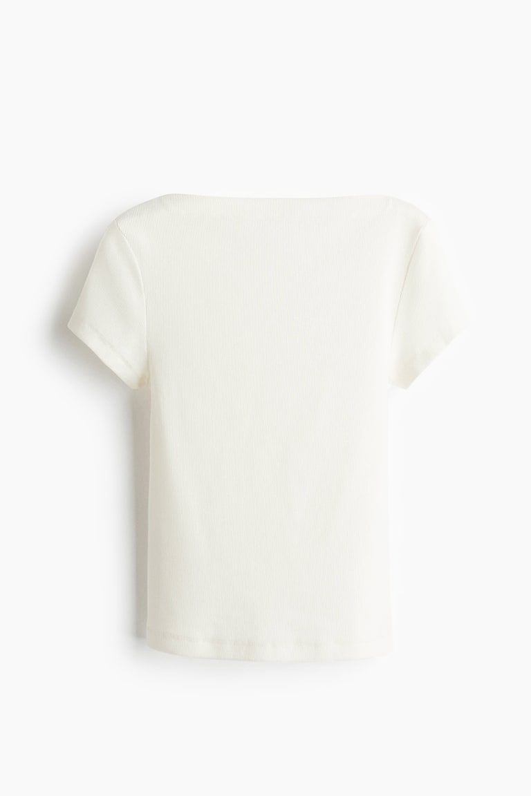 Ribbed Boat-Neck Top