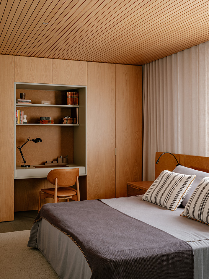 interior of Sao Paulo apartment wrapped in warm timber and with great city views