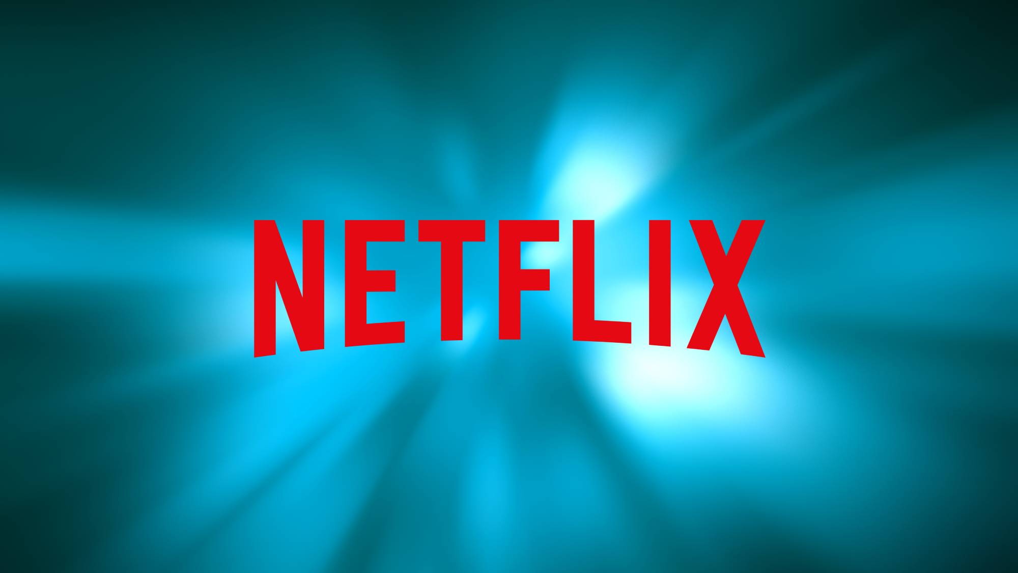 Netflix logo on blue light background