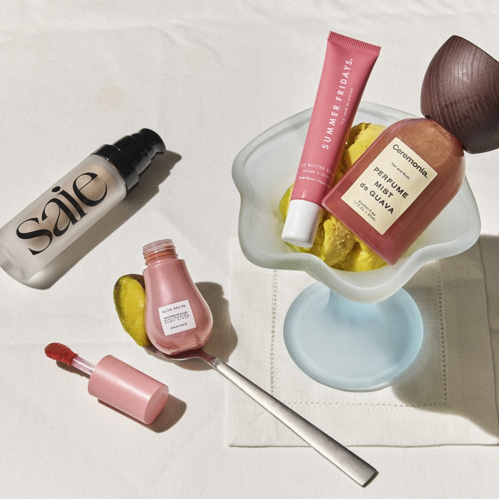 Beauty products sold at Cult Beauty presented in a sundae glass with a spoon