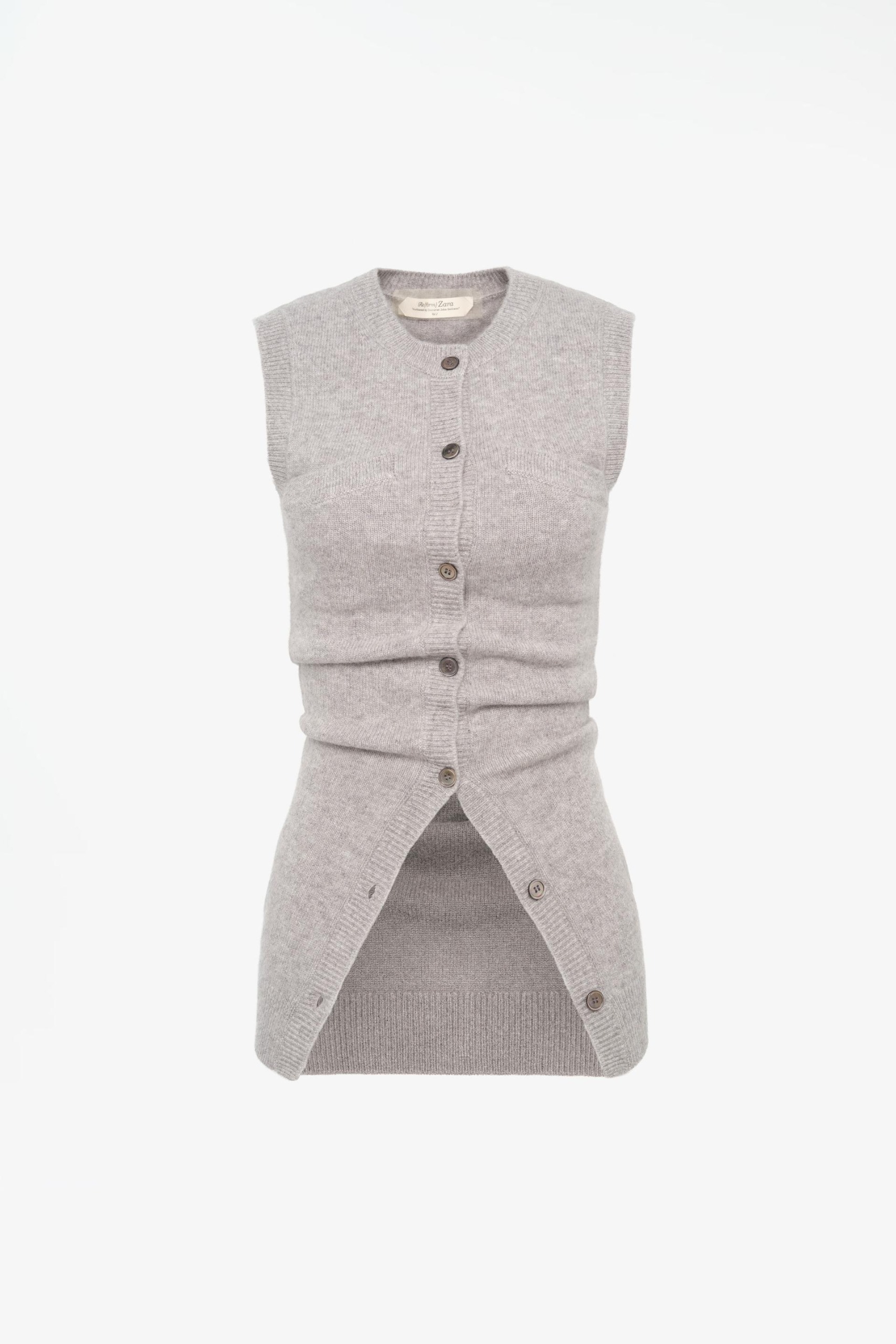 Limited Edition 100% Cashmere Knit Waistcoat - Light Grey - Xs