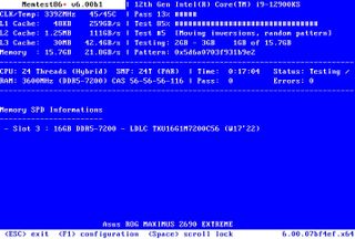 MemTest86+ memory diagnostic tool testing DDR5-7200