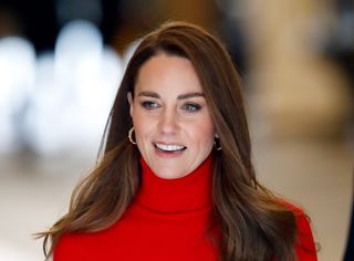 Primark 14k gold jewelry Kate Middleton wears gold hoop earrings after delivering the keynote speech at an event hosted by the Forward Trust to launch the charity's 'Taking Action on Addiction' campaign at BAFTA on October 19, 2021 in London, England