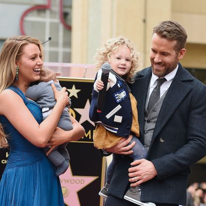 hollywood, ca december 15 actors blake lively l and ryan reynolds pose with their daughters as ryan reynolds is honored with star on the hollywood walk of fame on december 15, 2016 in hollywood, california photo by matt winkelmeyergetty images