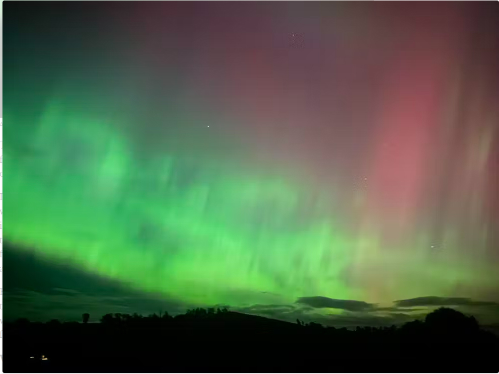 Northern lights photographed in Tasmania.