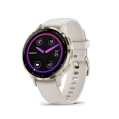 Garmin Venu 3s, Amoled Gps menší chytré hodinky, celodenní pokročilé funkce pro zdraví a fitness, hlasové funkce, úložiště hudby, wellness chytré hodinky s výdrží baterie až 10 dní, slonovina