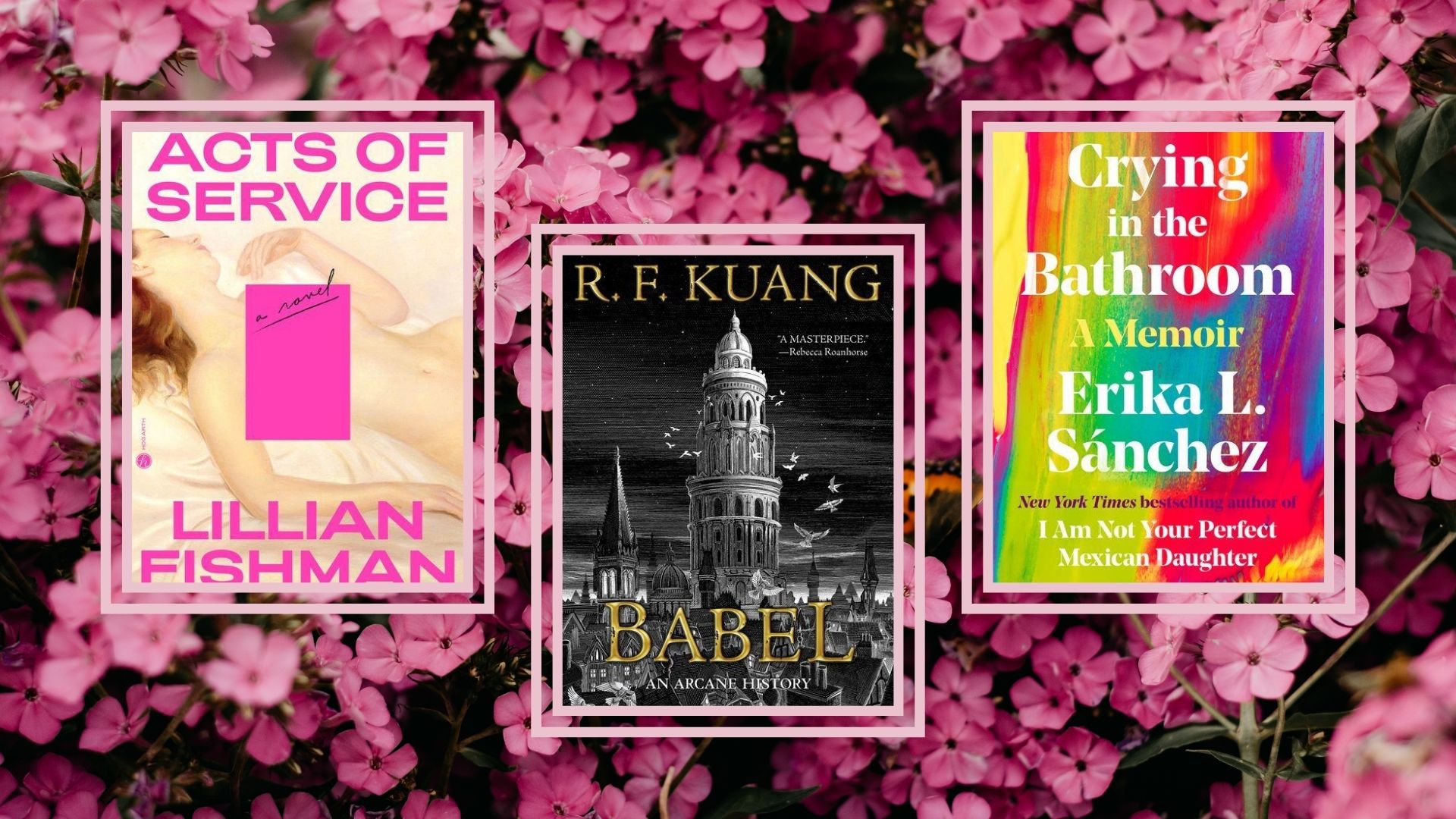 summer book covers on floral background