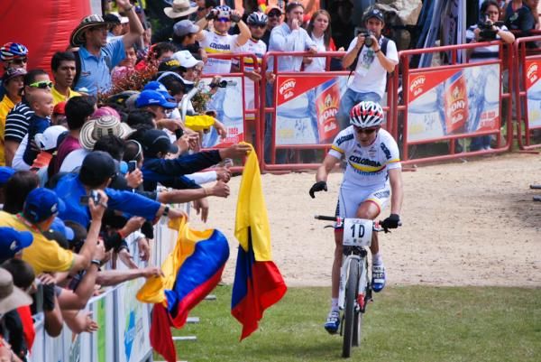 Colombia rides in for the team relay win.