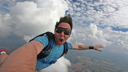 A skydiver goes wild.