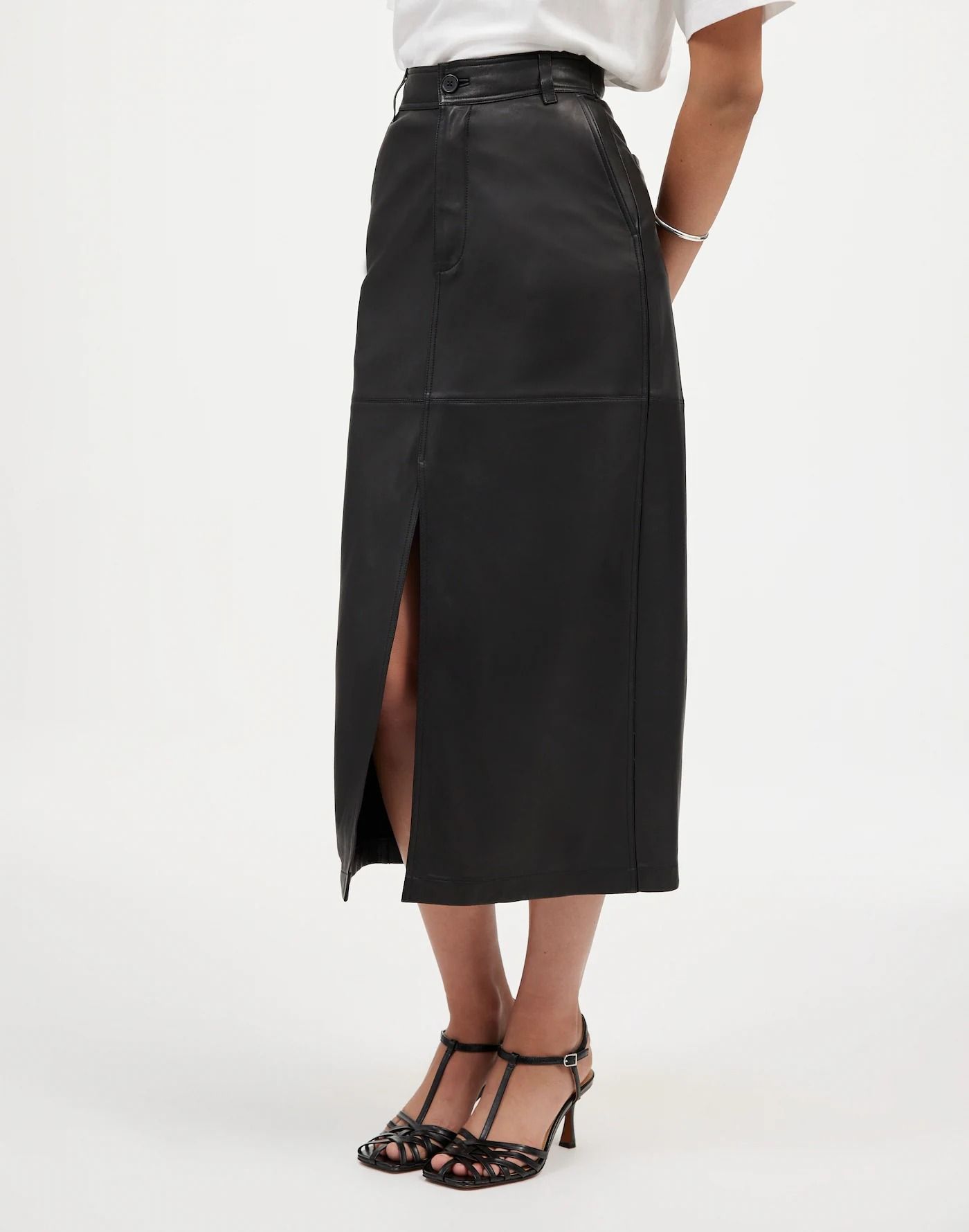 Madewell Leather Midi Skirt