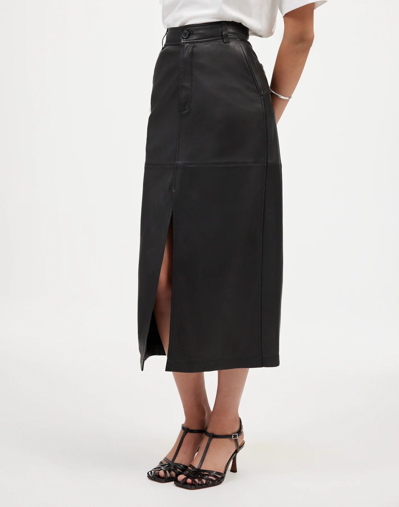 Madewell Leather Midi Skirt