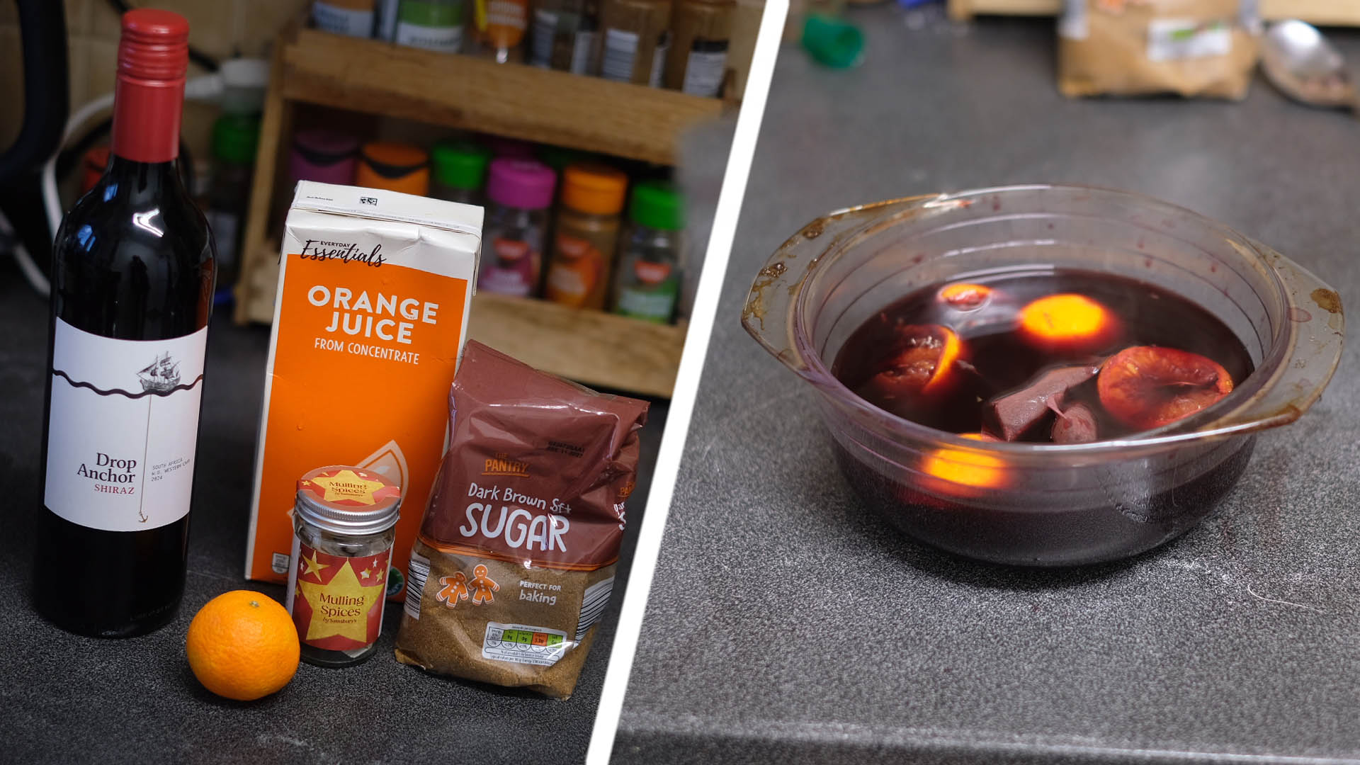 Mulled wine before and after air frying