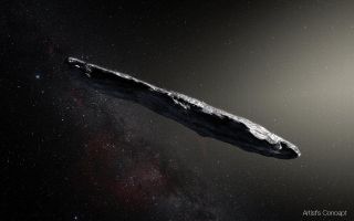 An artist's depiction of the interstellar object now called 'Oumuamua.