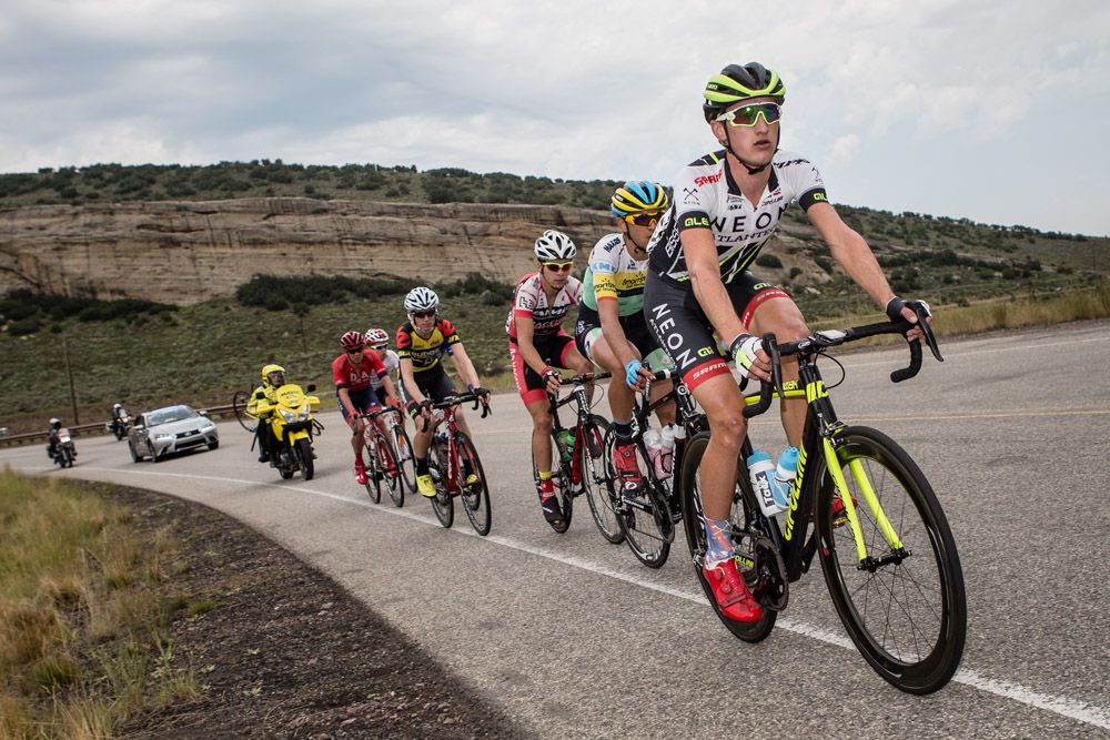 James Oram (Axeon) leads the break