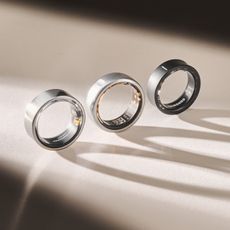 three fitness rings lit from the back