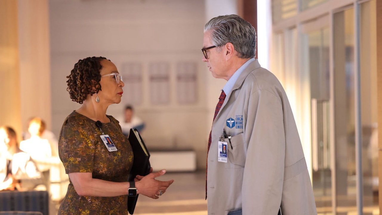 Goodwin delivering unwelcome news to Dr. Charles in Chicago Med Season 11x04