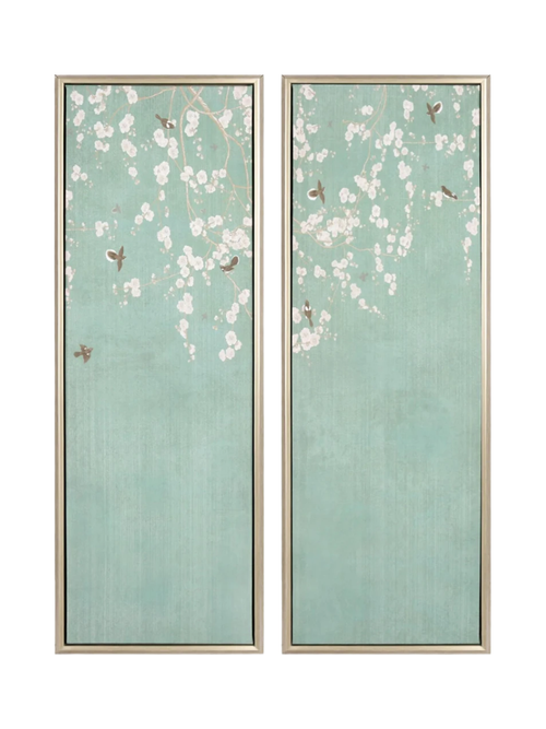 White Blossoms Wall Art, Set of 2