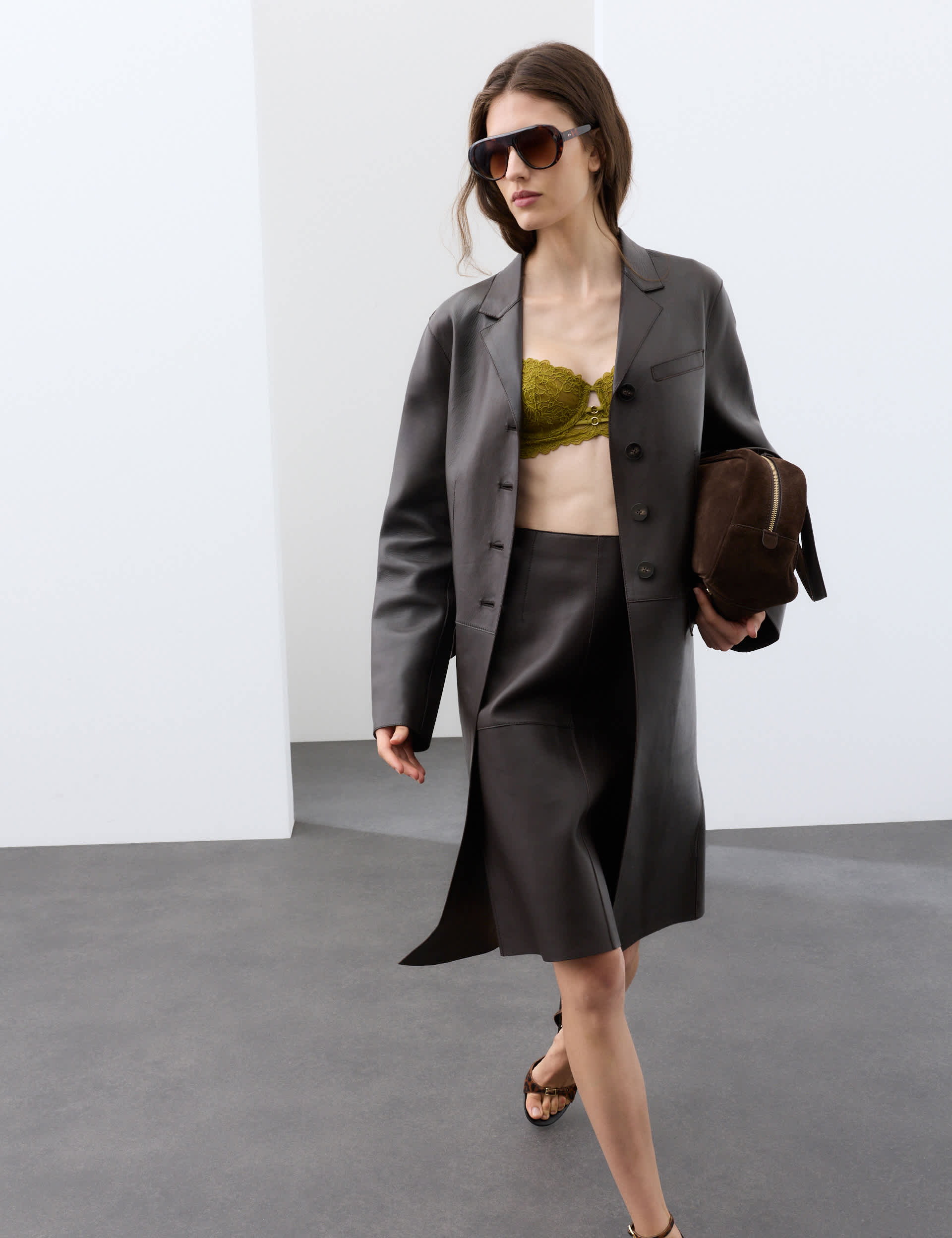 Pure Leather Longline Coat