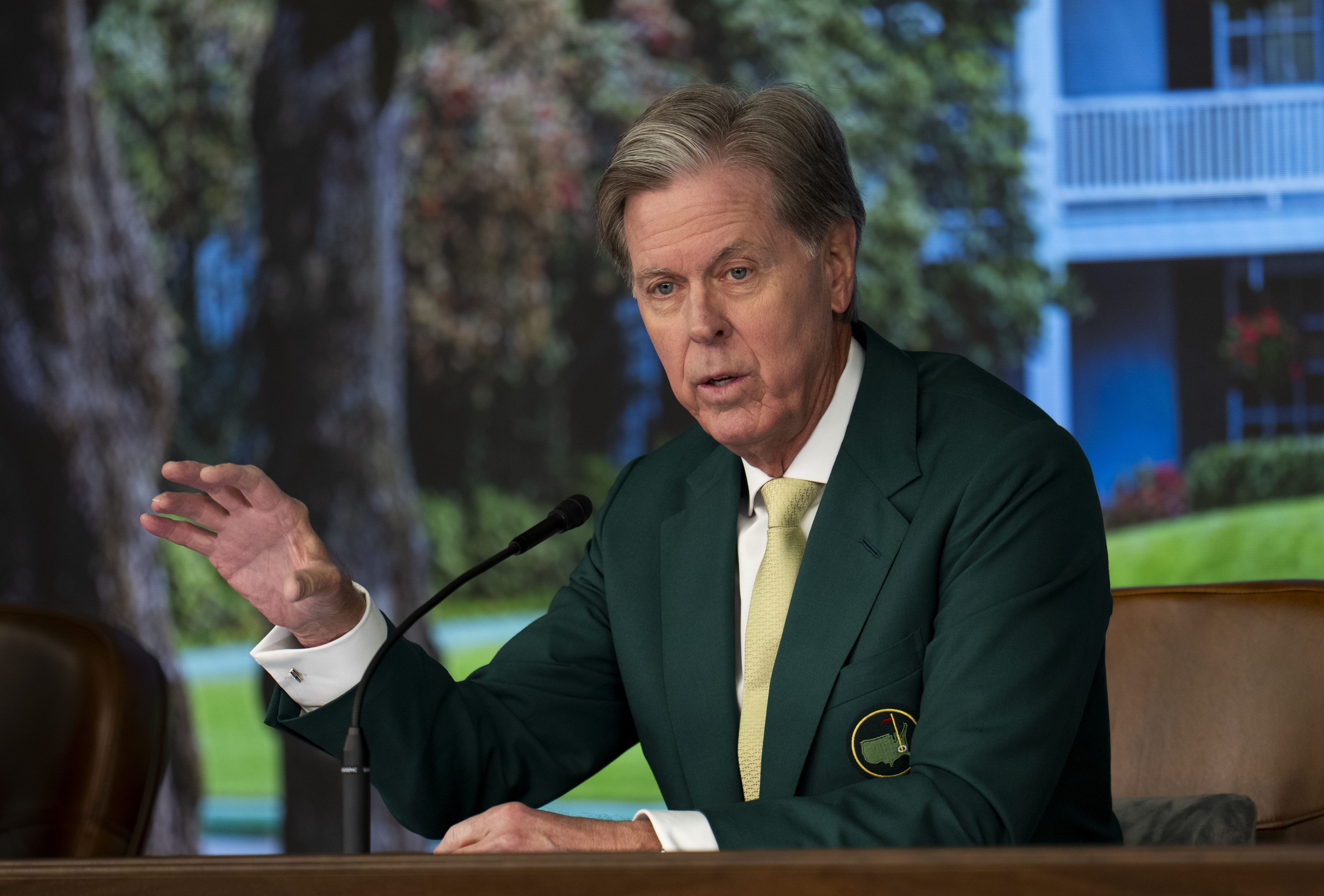 Chairman of Augusta National Golf Club and the Masters Tournament Fred S. Ridley speaks to members of the media in a press conference prior to the start of the 2026 Masters Tournament
