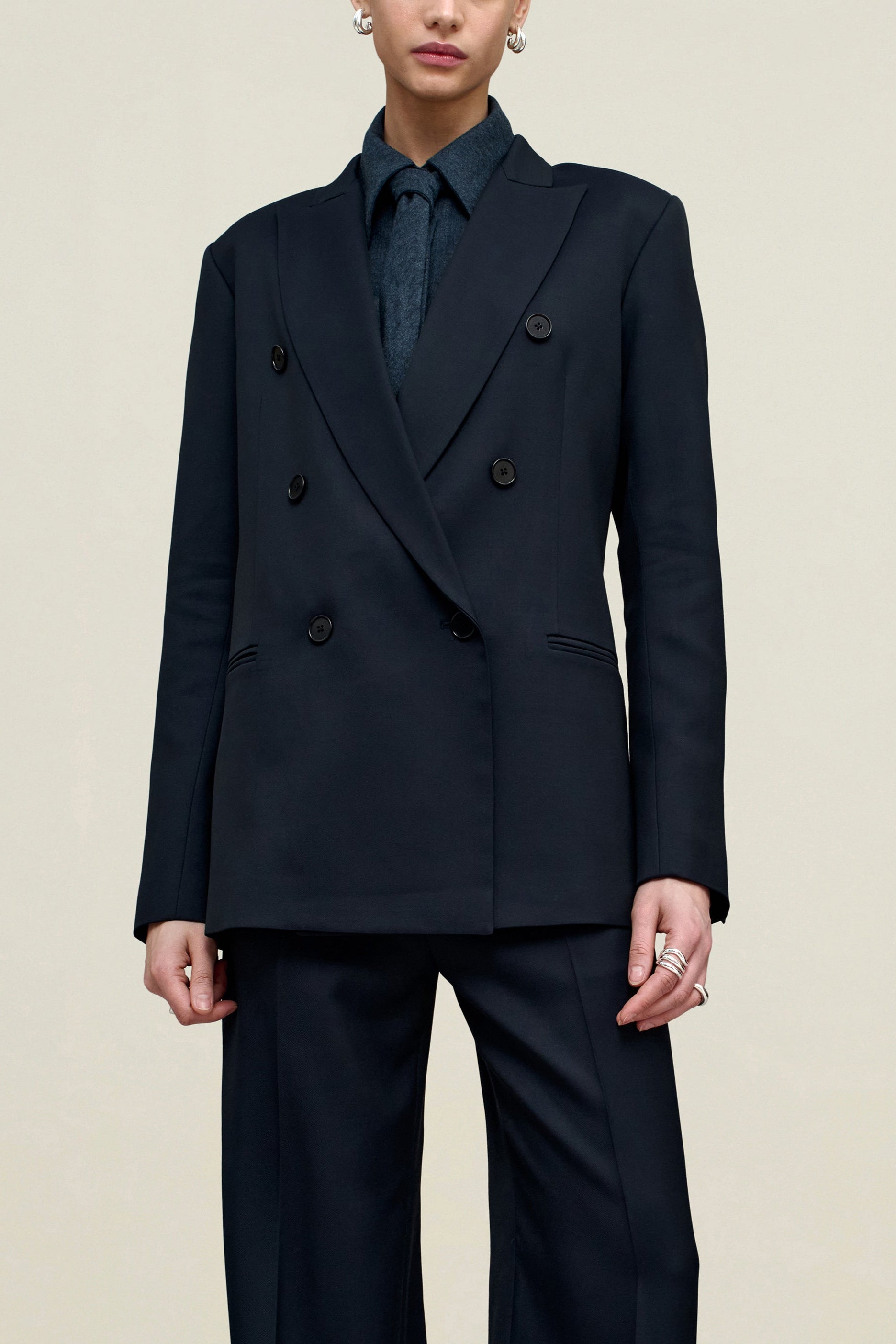 Carmen Double Breasted Blazer in Heavy Twill