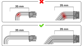 A graphic from Seasonic illustrating the correct way to bend your 12VHPWR / 12V-2x6 cables — not too close to the connectors.