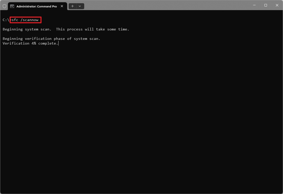 Command Prompt sfc command