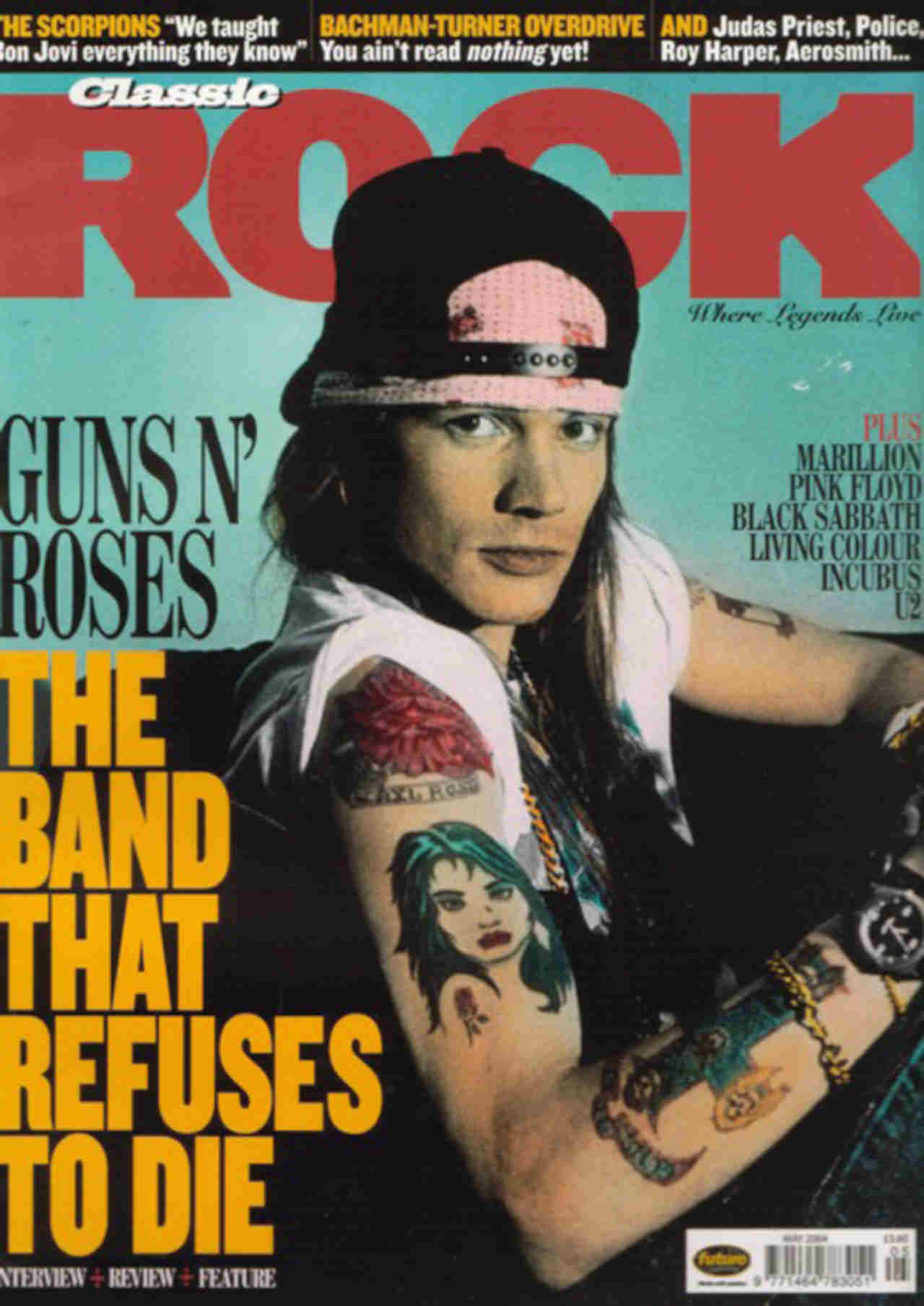 The cover of Classic Rock magazine issue 66 featuring Guns N’ Roses singer Axl Rose