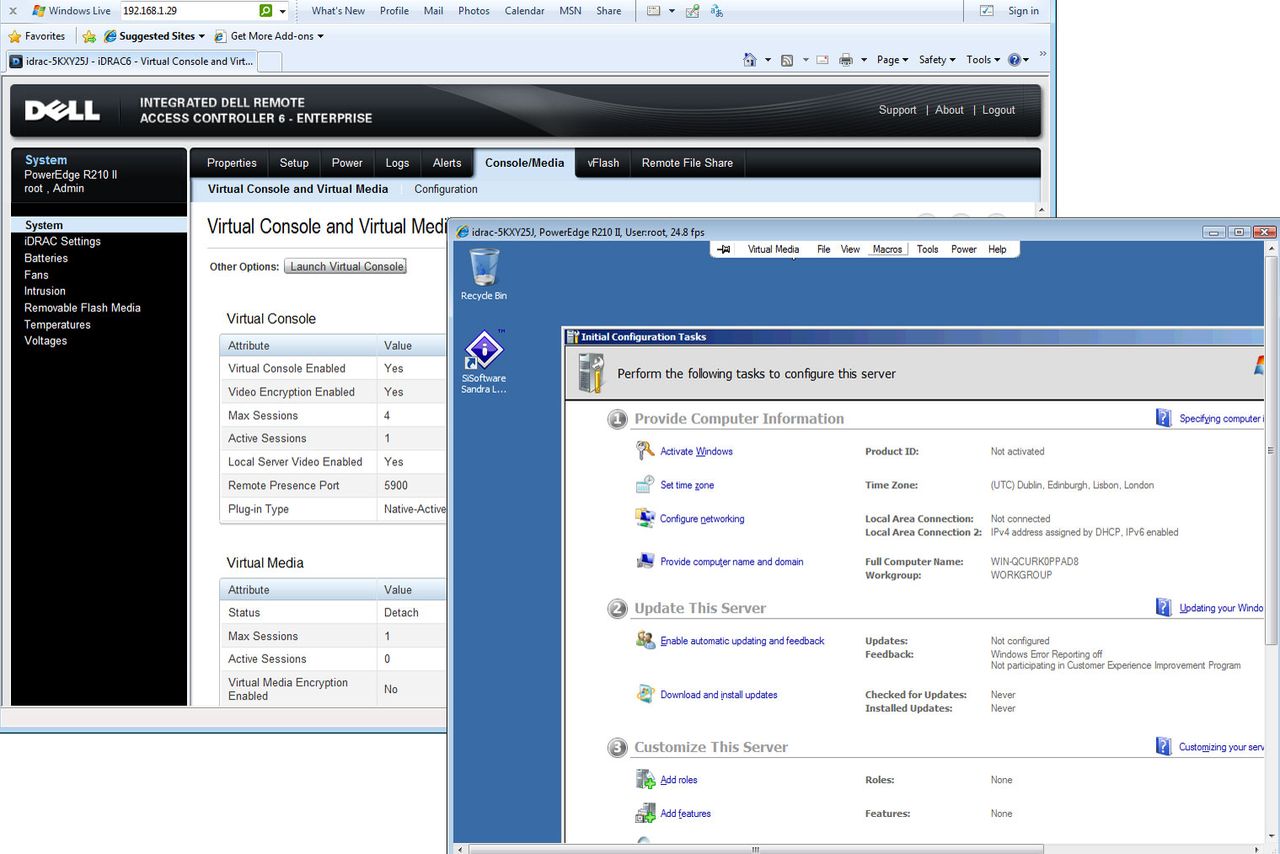 The review system came with the iDRAC6 Enterprise module which includes KVM-over-IP remote control and virtual media services