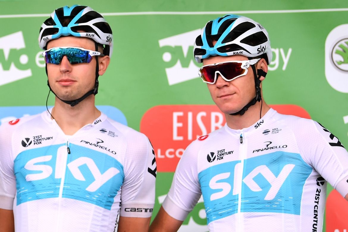 Chris Froome on the podium