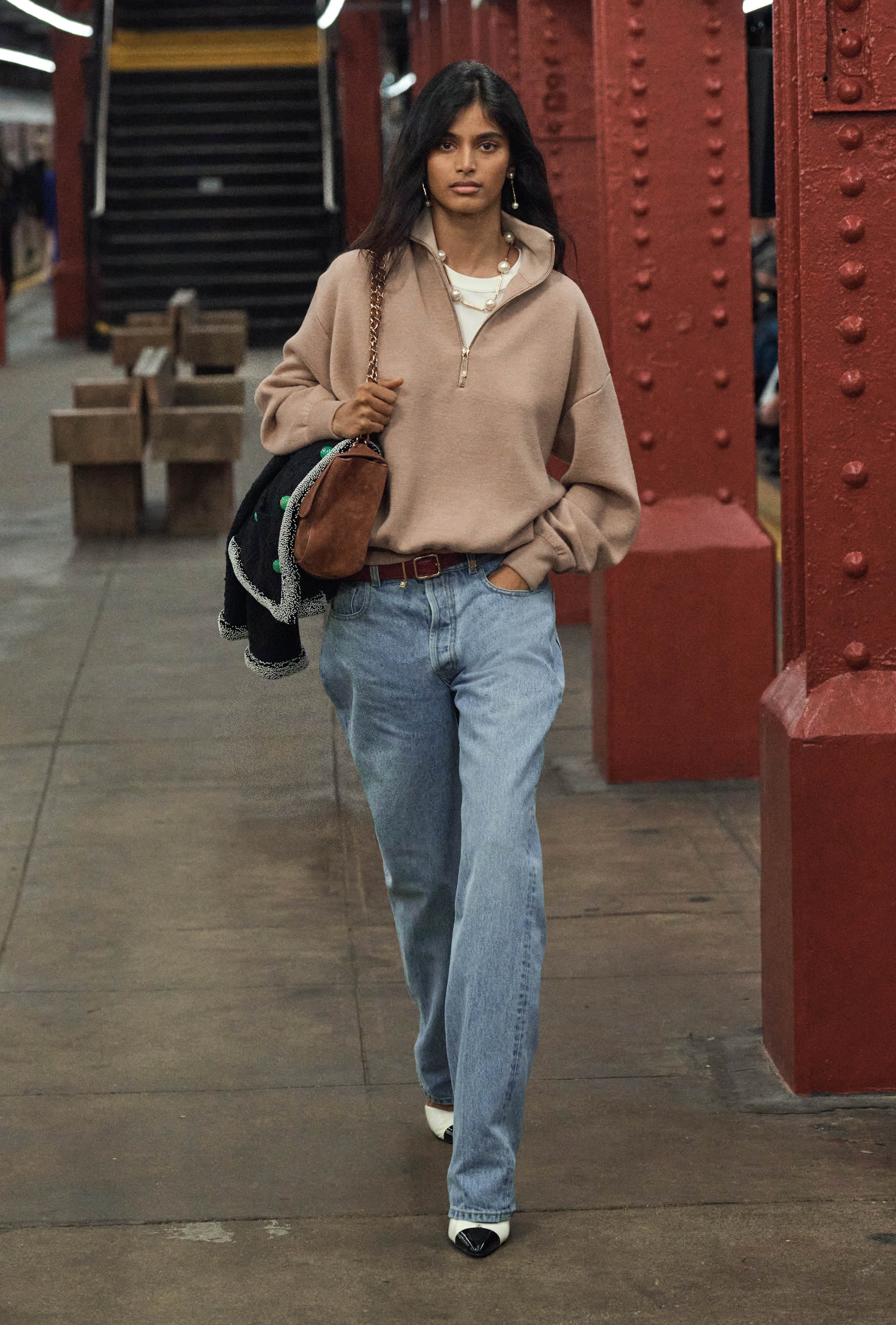 An image of the Chanel apple heels on the metiers d'art runway.