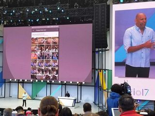 Google Photos' Anil Sabharwal shows the crowd at Google I/O 2017 what Shared Libraries are all about.