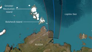 a map showing where the eclipse will be visible from Russia.