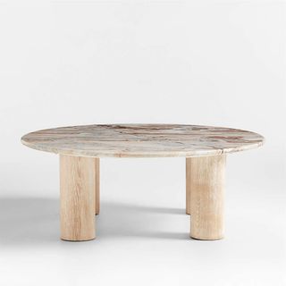 Homage Marble and White Oak Wood Round Coffee Table