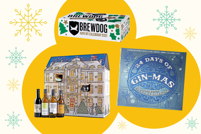 a collage of the best advent calendars with alcohol