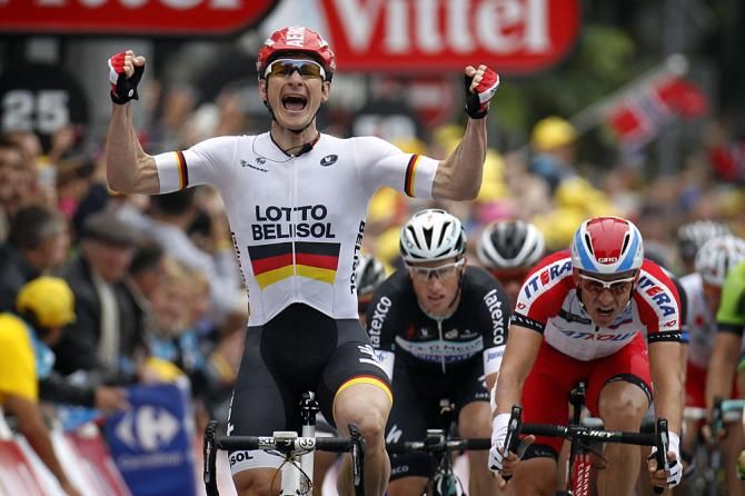 Andr&eacute; Greipel (Lotto Belisol) wins stage 6 in Reims