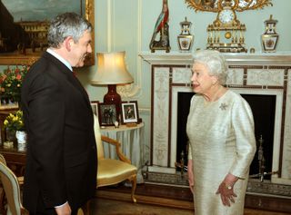 Gordon Brown and the Queen at Buckingham Palace