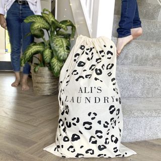 Personalised leopard print laundry bag, £18.99, Solesmith at Not on the high street