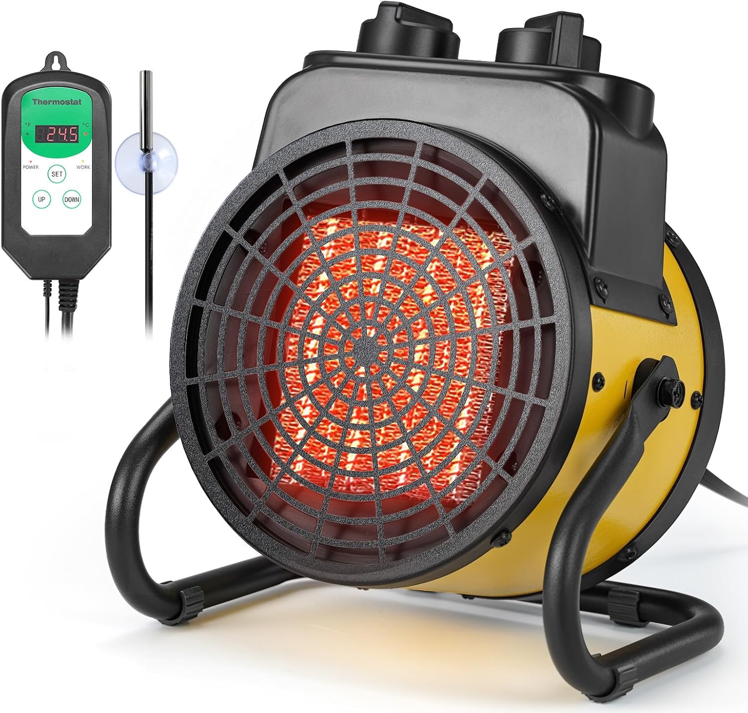 Air Choice Greenhouse Heater With Digital Thermostat, 1500w Outdoor Space Heater, Overheat Protection &amp;amp; 3s Ptc Fast Heating, Grow Tent Heater for Winter Plants, Patio, Greenhouse, Camping, Garage