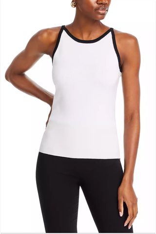 T Tahari Contrast Trim Sleeveless Top